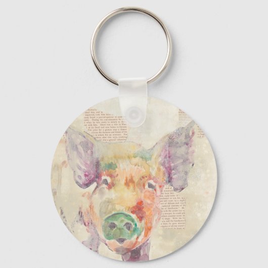 Porte-clés Cochon de collier de la ferme (Recto)