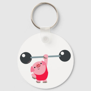 Porte-clés cochon de dessin animé de musculation m