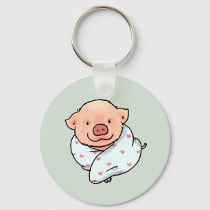 Porte-clés Cochon de dessin animé mignon et cosy enveloppé da