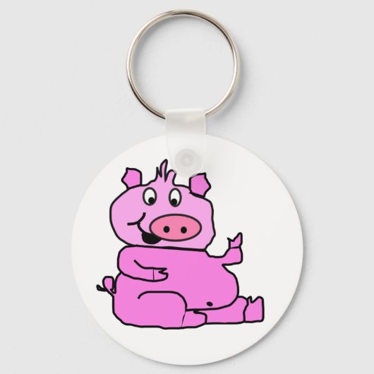 Porte-clés cochon de dessin animé rose (Recto)