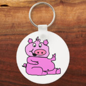Porte-clés cochon de dessin animé rose (Recto)