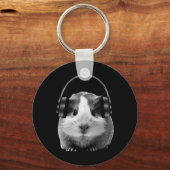 Porte-clés Cochon De Guinée Mignonne À L'Écoute Du Dubstep (Recto)