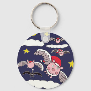 Porte-clés Cochon de Noël volant