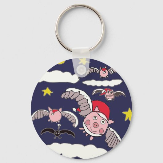 Porte-clés Cochon de Noël volant (Recto)