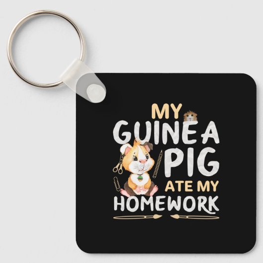 Porte-clés Cochon d'Inde Mignon a Mangé Mon Devoir (Recto)
