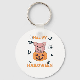 Porte-clés Cochon En Citrouille Cochons Doux Joyeux Halloween