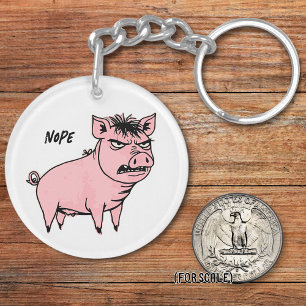 Porte-clés Cochon en colère Dessin Sarcastique Sac à Phrase C