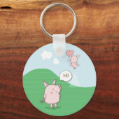 Porte-clés Cochon Flottant mignon Dit Bonjour (Recto)