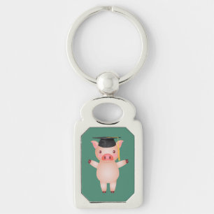 Porte-clés Cochon mignon dans le capuchon de graduation