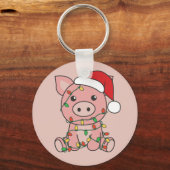 Porte-clés Cochon Noël Animaux d'hiver Cochons Porte - clé (Recto)