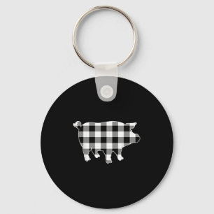 Porte-clés Cochon noir & amp; blanc Buffalo plaqué Joyeux Chr