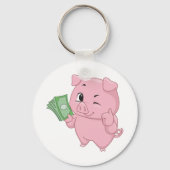 Porte-clés Cochon rose riche (Recto)