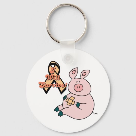 Porte-clés cochon ruban pêche (Recto)