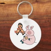Porte-clés cochon ruban pêche (Recto)