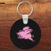 Porte-clés Cochon volant rose noir (Recto)