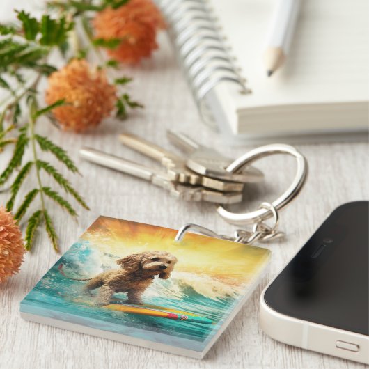 Porte-clés Cockapoo Beach Surf Paining (Devant Droit)