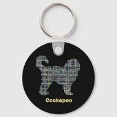 Porte-clés Cockapoo Chien Jaune et Grille Noire (Recto)