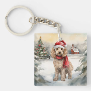 Porte-clés Cockapoo Dog in Snow Christmas