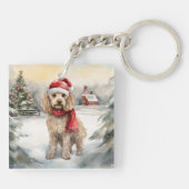 Porte-clés Cockapoo Dog in Snow Christmas (Dos)