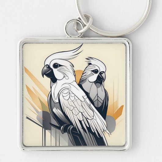 Porte-clés Cockatiel Art Déco (Devant)