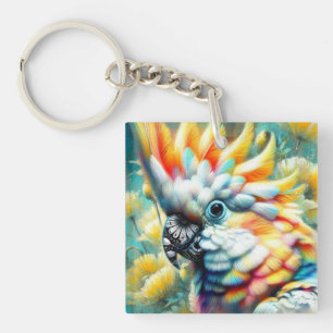 Porte-clés Cockatoo Whimsal Oiseau Pépites jaunes Floral