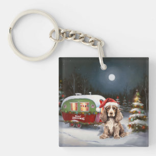 Porte-clés Cocker d'hiver Spaniel Caravan Christmas Adventure
