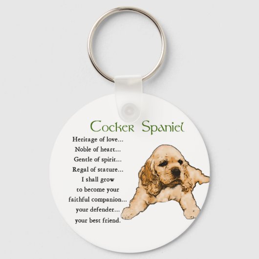 Porte-clés Cocker Spaniel Amateurs Cadeaux (Recto)