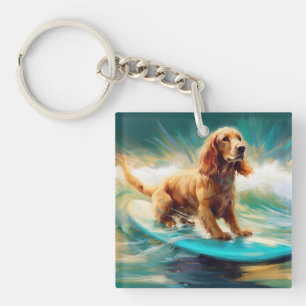 Porte-clés Cocker Spaniel Beach Surf Peinture