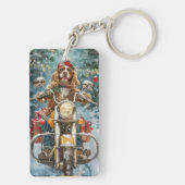 Porte-clés Cocker Spaniel Chien à Moto Noël (Dos)