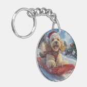 Porte-clés Cocker Spaniel Chien dans Sledge Let it neige Noël (Devant gauche)
