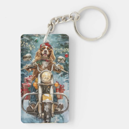 Porte-clés Cocker Spaniel Chien équitation Moto Noël (Dos)