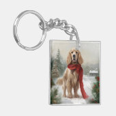 Porte-clés Cocker Spaniel dans la neige à Noël (Devant gauche)