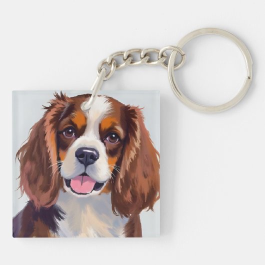 Porte-clés Cocker Spaniel Dog Painting Pet (Dos)