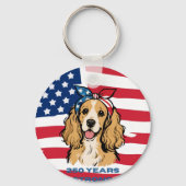 Porte-clés Cocker Spaniel Drapeau USA (Recto)