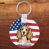 Porte-clés Cocker Spaniel Drapeau USA (Recto)