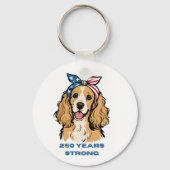 Porte-clés Cocker Spaniel Drapeau USA (Verso)