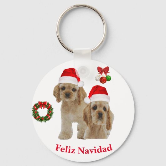 Porte-clés Cocker spaniel Feliz Navidad (Recto)
