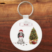 Porte-clés Cocker Spaniel Funny Chien de Noël avec arbre (Recto)