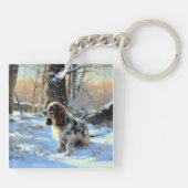 Porte-clés Cocker Spaniel Laisser Neige Noël (Dos)