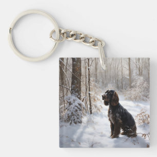 Porte-clés Cocker Spaniel Laisser Neige Noël