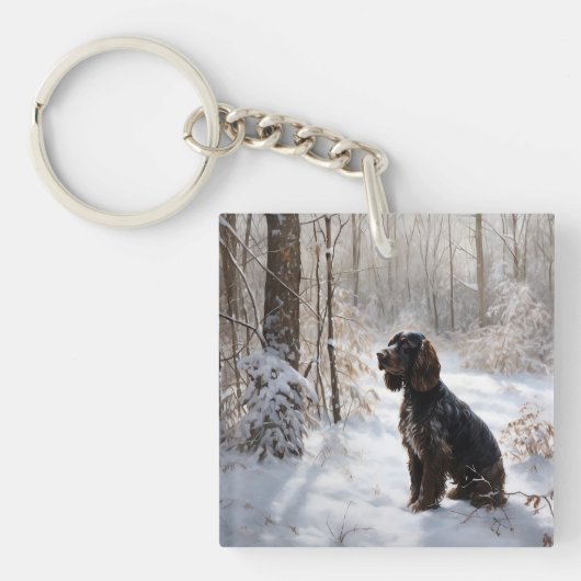 Porte-clés Cocker Spaniel Laisser Neige Noël (Devant)