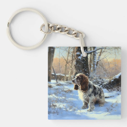 Porte-clés Cocker Spaniel Laissez tomber la neige Noël (Devant)