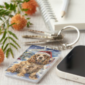 Porte-clés Cocker Spaniel Merveilleux Noël Hiver  (Devant droit)