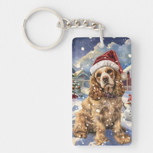 Porte-clés Cocker Spaniel Merveilleux Noël Hiver  (Devant)
