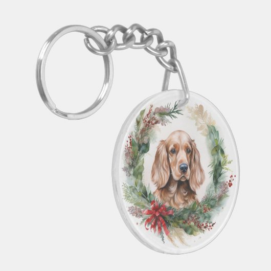 Porte-clés Cocker Spaniel Noël Wreath Festive Pup (Devant gauche)