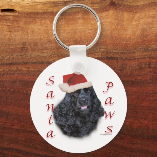 Porte-clés Cocker Spaniel (noir) Père Noël Paws (Recto)