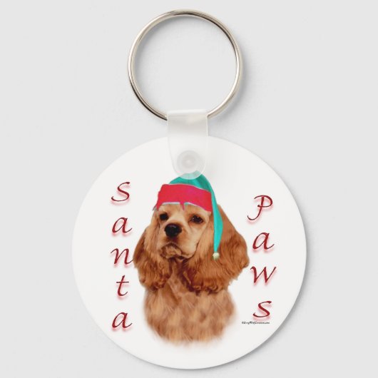 Porte-clés Cocker Spaniel (rouge) Père Noël Paws (Recto)