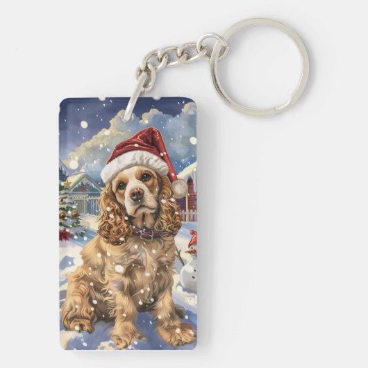 Porte-clés Cocker Spaniel Winter Wonderland Noël Joie (Dos)