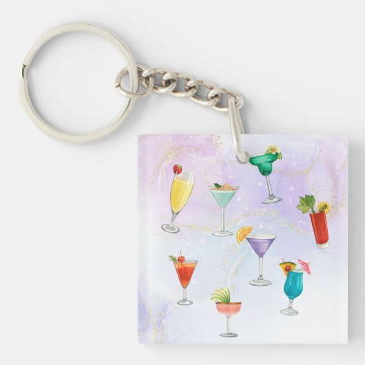 Porte-clés Cocktail d'arc-en-ciel lumineux boissons d'été cél (Devant)
