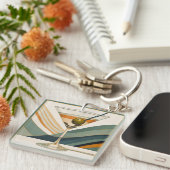 Porte-clés Cocktail Martini Conception du milieu du siècle (Devant Droit)